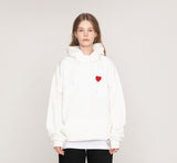 Drawing Heart Back Logo White Clip Hoodie