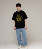 Comics Line Flower Drawing Short Sleeve T-shirt