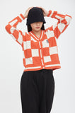 CHECKER BOARD TERRY CARDIGAN