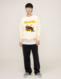 Smile Drawing Leopard White Clip Sweatshirt