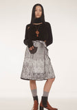 Printed Quilted Wrap Skirt / Black