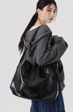 Grommet wide strap shoulder bag