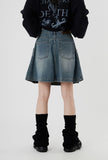 Washed tennis denim skirt