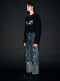 WINTER FLOWER LAZER WIDE DENIM PANTS