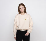 [WOMAN] Flower Dot Embroidery Crop Sweatshirt