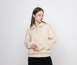 Flower Dot Embroidery Collar Half Zip Up Sweatshirt