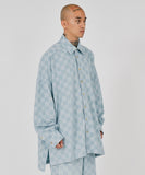 23SS Checkerboard Oversized Denim Shirt