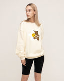 Flower Bear Smile White Clip Sweatshirt