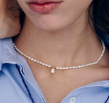 Noailles Silver Freshwater Pearl Petit Bead Choker Necklace 4mm