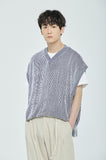 TWO TONE RIB KNIT VEST