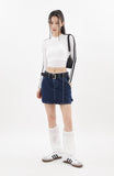 Carpenter loop mini denim skirt