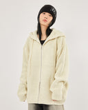 Soft 2-way zip-up heavy knit hood