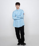 Sleeve Heart Logo Smile Embroidery Overfit Shirt