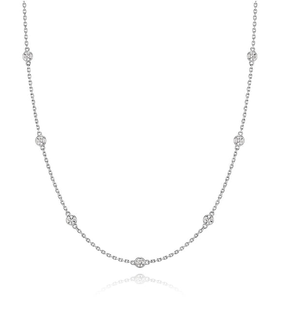 HYÈRES LOR (イエールロール ) - Essence Silver Tennis (W) Station Necklace