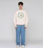 Daisy Flower Circle Logo White Clip Sweatshirt