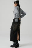 cargo pocket denim long skirt