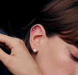 Noailles 14K freshwater pearl bar dia pave earrings 8mm