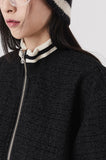 Wool tweed banding track jumper