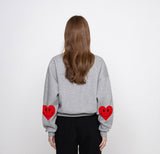 [WOMAN] Elbow Heart Smile Crop Sweatshirt