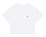 Flower Dot Embroidery Crop Short Sleeve Tee