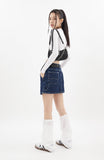 Carpenter loop mini denim skirt