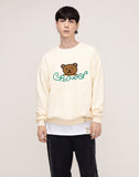 Bear Face Smile White Clip Sweatshirt