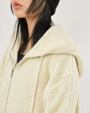 Soft 2-way zip-up heavy knit hood