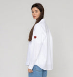 Sleeve Heart Logo Smile Embroidery Overfit Shirt