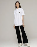 Tattoo Dog Embroidery Striper Clip Pique Short Sleeve T-shirt
