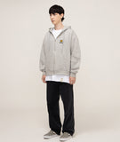 Dot Board Embroidery White Clip Hood Zip Up