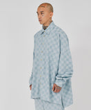 23SS Checkerboard Oversized Denim Shirt