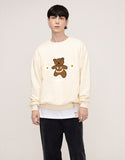 Big Bear Flower Smile White Clip Sweatshirt