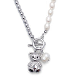 cozy bear half pearl necklace