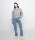 [WOMAN] Flower Dot Embroidery Crop Sweatshirt