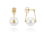 Noailles 14K Pearl Chain Earrings 9mm