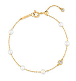 Noailles 14K Freshwater Pearl Station Bracelet 4mm