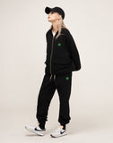 Zipper Legic Green Flower White Clip Jogger Pants