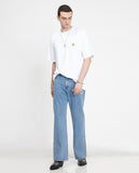 White Flower Dot Embroidered Clip Bootcut Pants