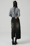 cargo pocket denim long skirt