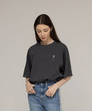 Tattoo Dog Embroidery Striper Short Sleeve Tee