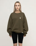 Leopard Flower Smile Embroidery Sweatshirt