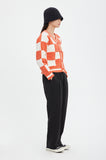 CHECKER BOARD TERRY CARDIGAN