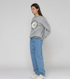 Daisy Flower Circle Logo White Clip Sweatshirt