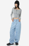 Cozy over wide denim pants