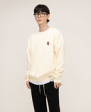 Small Bear Embroidery Smile White Clip Sweatshirt