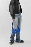 Satin buckle hobo shoulder bag