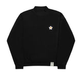 Flower Dot Embroidery Mock Neck Polar Sweatshirt