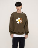 Flower Bear Smile White Clip Sweatshirt