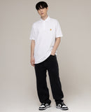 Duck Face Embroidery White Clip Pique Short Sleeve T-shirt