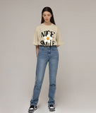 NICE SMILE logo flower short sleeve tee